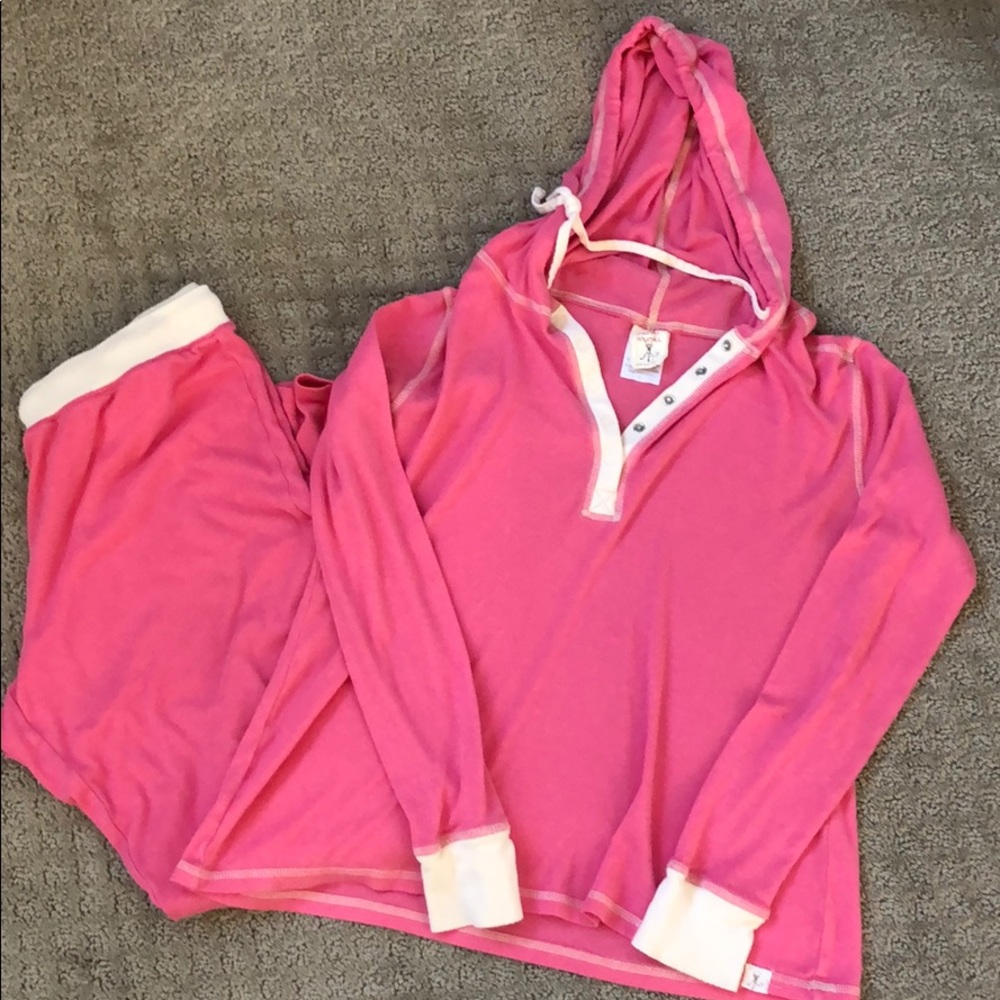 Munki pajama set hoodie long sleeve pink free gift